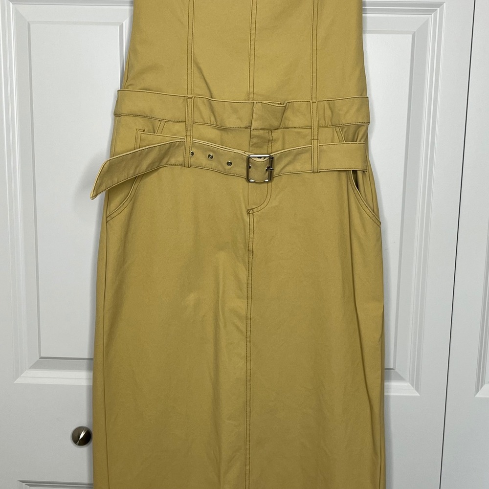 Zara Strapless Cargo Dress Size Medium NWT Belted Utility Midi Dress - Picture 5 of 16